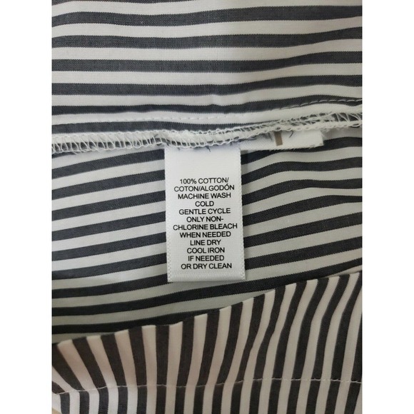 Ann Taylor LOFT~Dress 6~Gray Mixed Stripe Cotton Poplin Cold-Shoulder Mini Shift - Picture 5 of 12